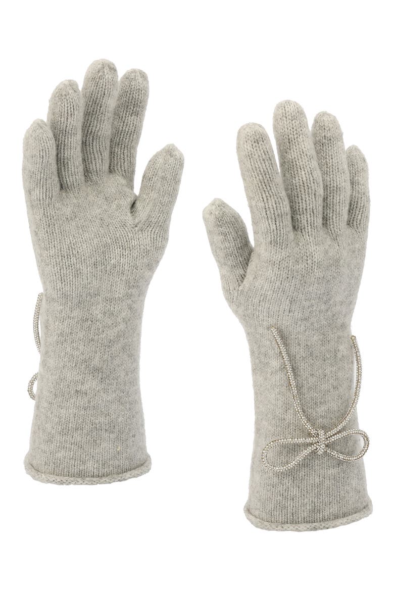 Embellished Bow Knit Gloves, Alternate, color, QUARRY GREY