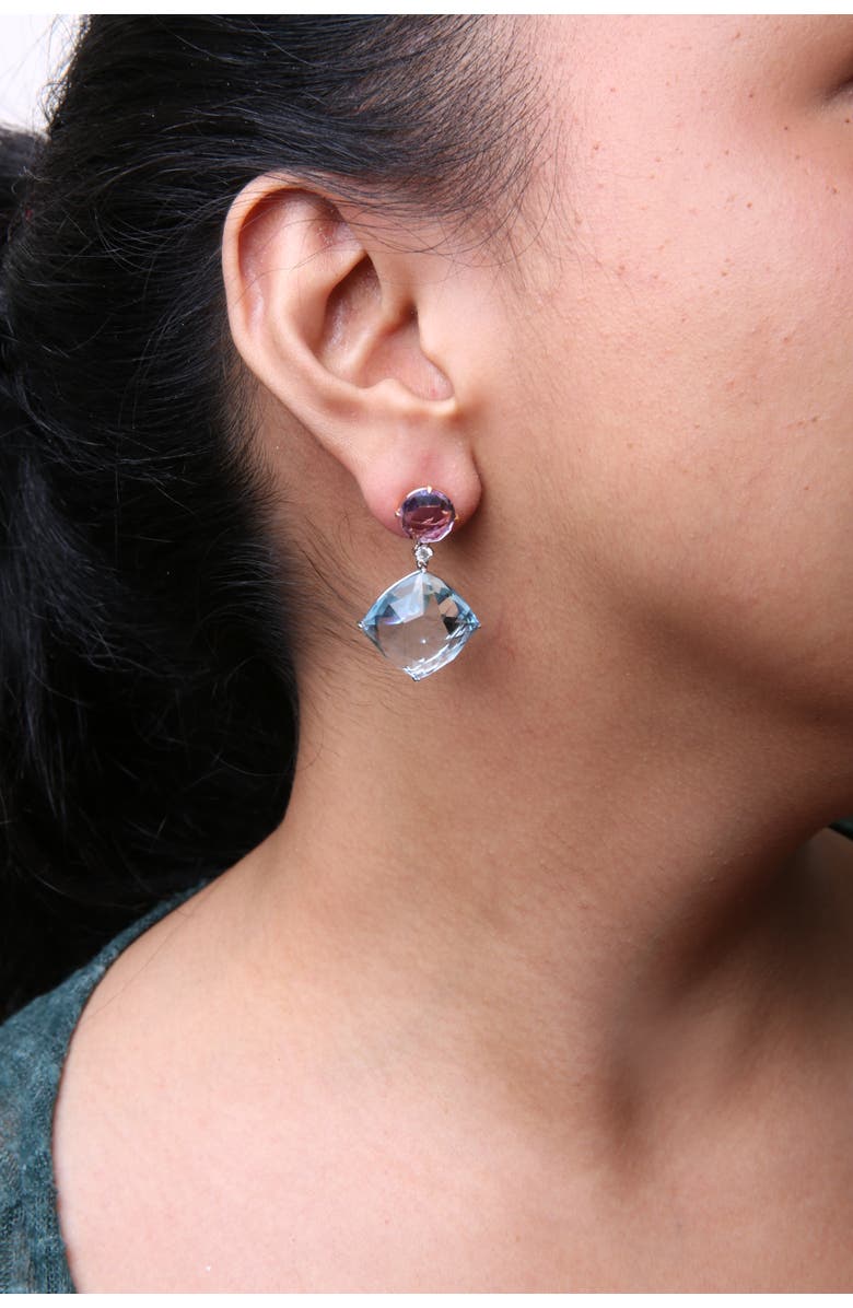 Haus of Brilliance 18K Yellow Gold 1/5 Cttw Diamond with Citrine & Black Onyx Gemstone Dangle Earring, Alternate, color, Yellow