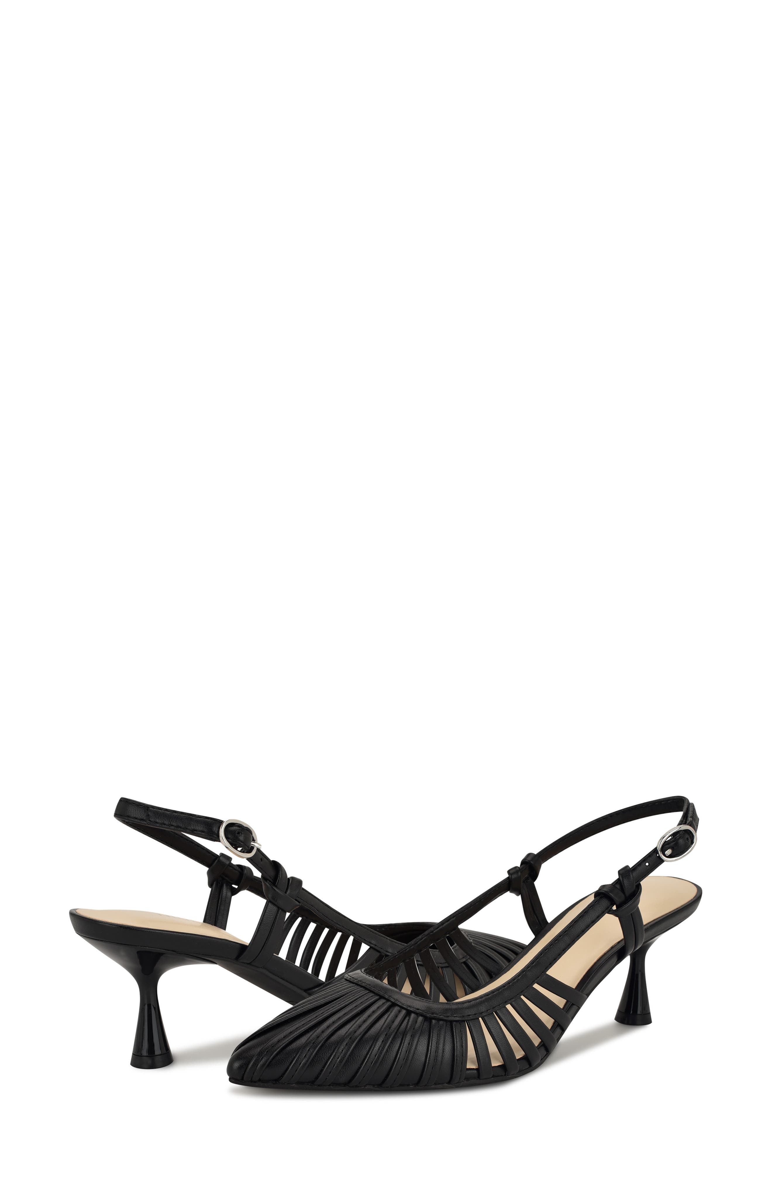 Nine West Resta Slingback Kitten Heel Pump, Alternate, color, Black