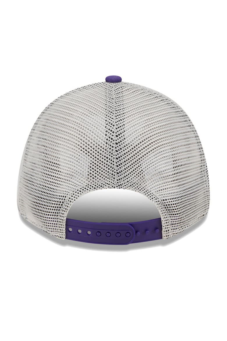 Men's New Era Khaki/Purple Phoenix Suns Throwback Patch Trucker 9FORTY Adjustable Hat, Alternate, color, Khaki