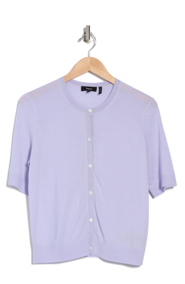 Theory Short Sleeve Wool Cardigan, Alternate, color,