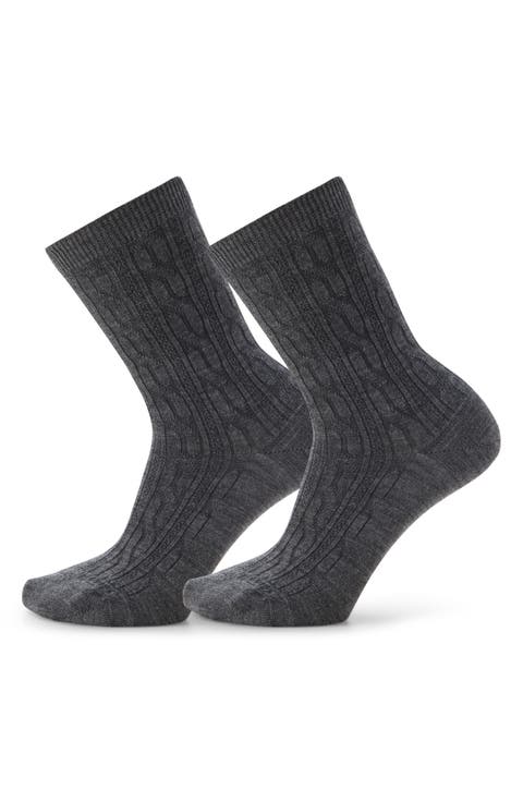 Everyday 2-Pack Wool Blend Cable Crew Socks