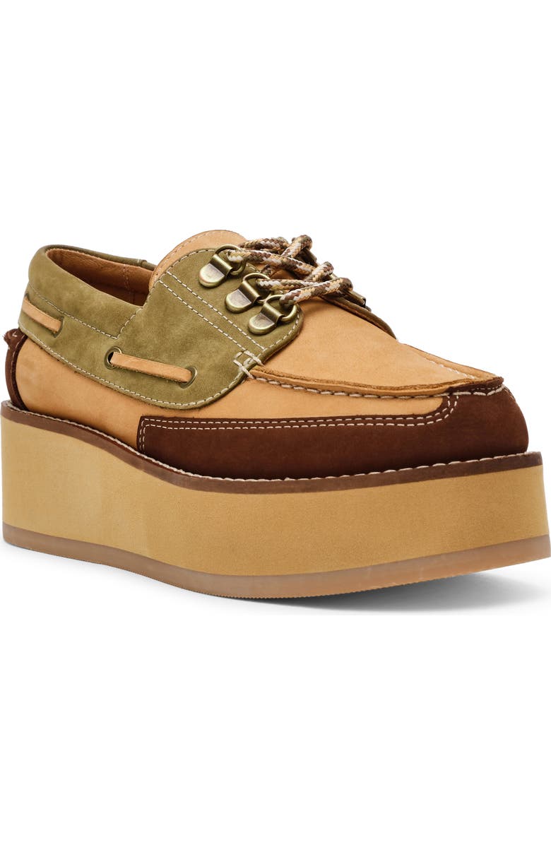Steve Madden Benett Platform Boat Shoe, Main, color, Olive/ Brown