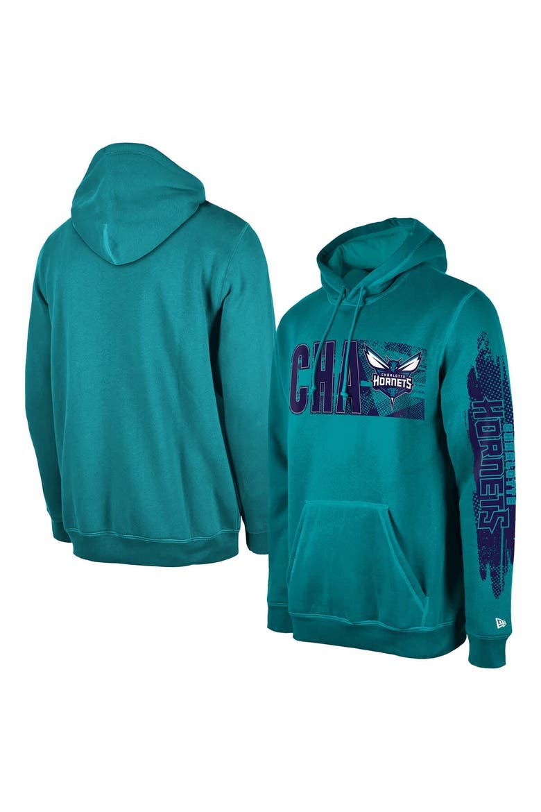 Men's New Era Charlotte Hornets Teal Tip-Off Collection Pullover Hoodie, Alternate, color, Teal
