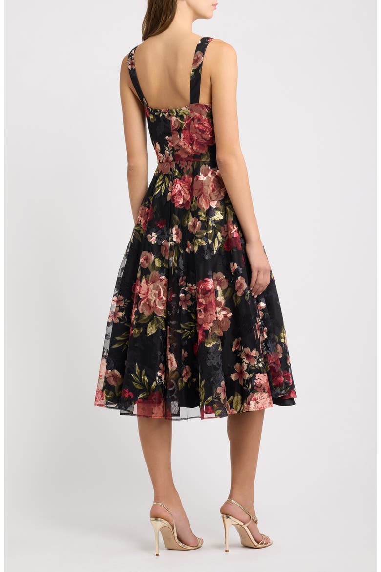 Floral Embroidered Sleeveless Chiffon Cocktail Dress, Alternate, color, BLCK MULTI