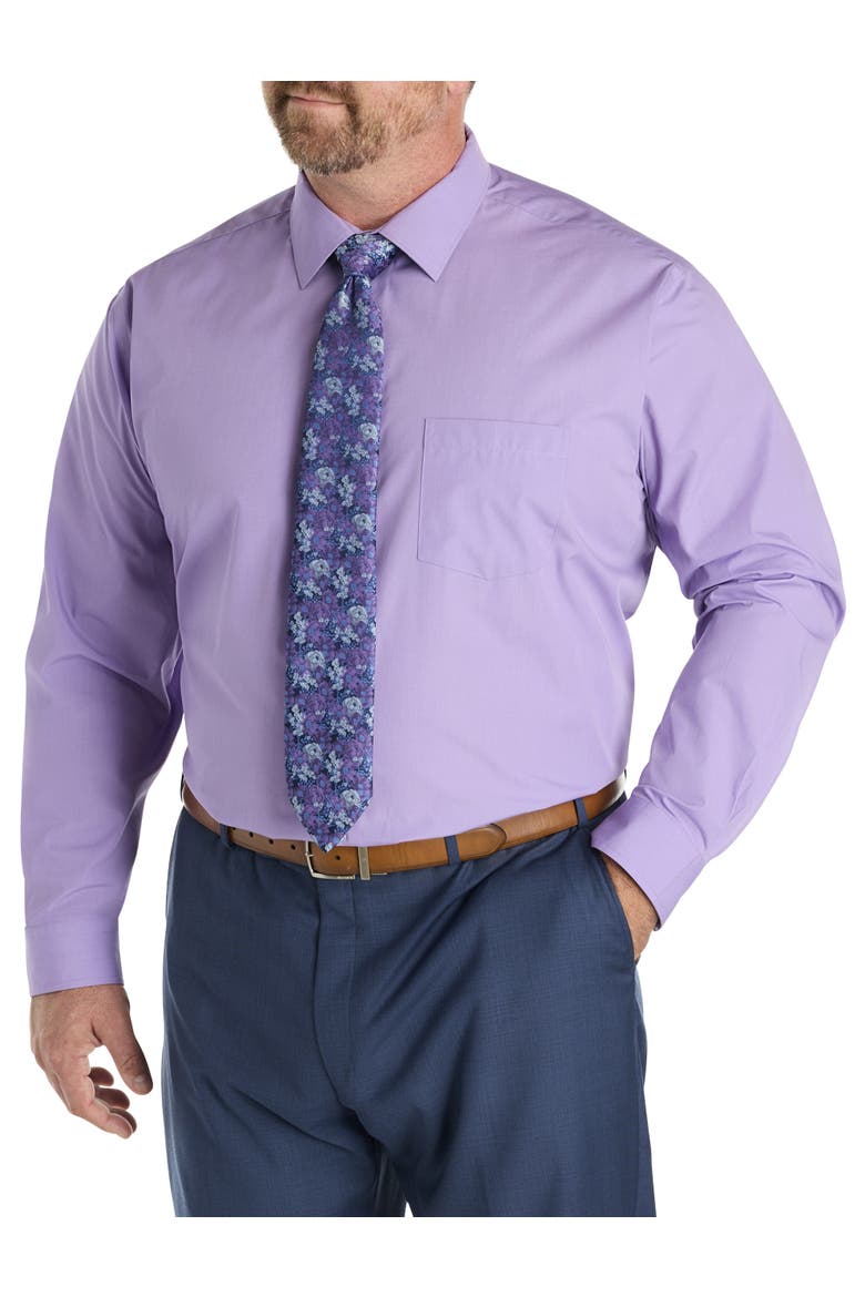 Big & Tall Performance Heather Dress Shirt, Alternate, color, LILAC HEATHER