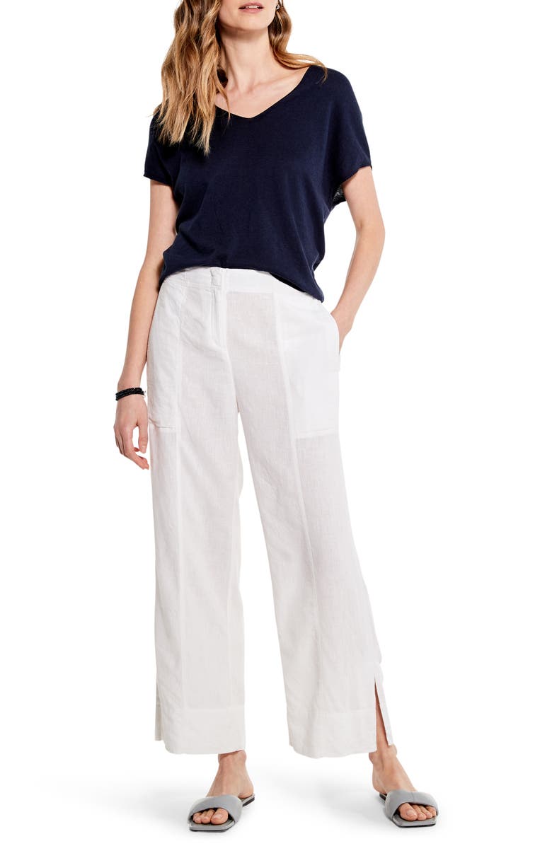 NIC+ZOE Rumba Park Slit Hem Linen Blend Wide Leg Pants, Alternate, color,