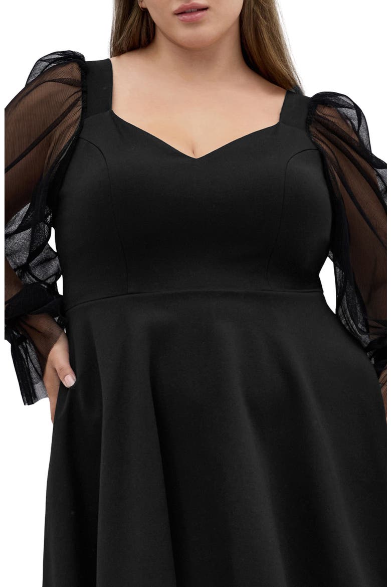 Alannah Long Sleeve Minidress, Main, color, BLACK