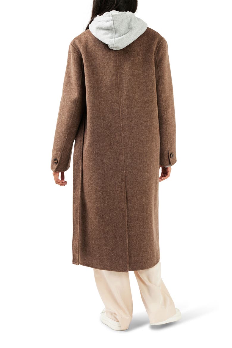 Right There Side Tie Wool Blend Coat, Alternate, color, WALNUT