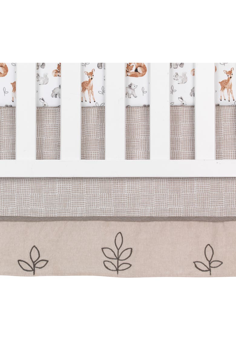 Lambs & Ivy Painted Forest Woodland Animals 4-Piece Nursery Baby Crib Bedding Set, Alternate, color, Tan