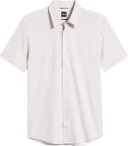 BOSS Roan Print Button-Up Cotton Blend Shirt