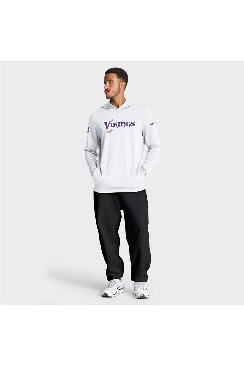 Men's Nike White Minnesota Vikings Sideline Pure Fury Performance Long Sleeve Hoodie T-Shirt, Alternate, color, White