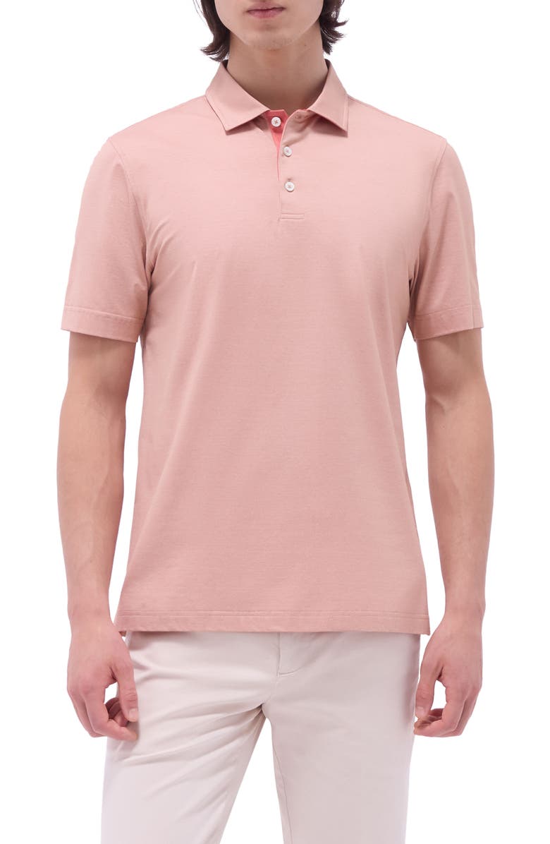 Bugatchi Vincent OoohCotton<sup>®</sup> Double Knit Solid Polo, Main, color, Papaya