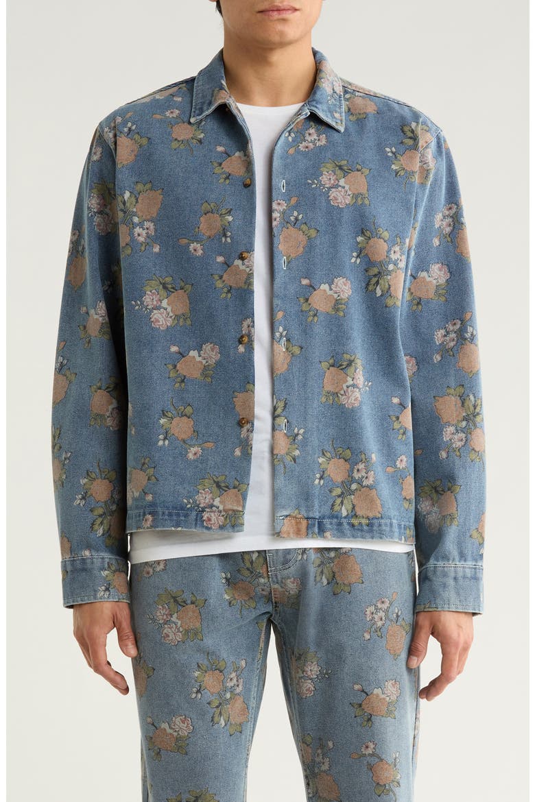 Bouquet Denim Button-Up Shirt Jacket, Main, color, INDIGO