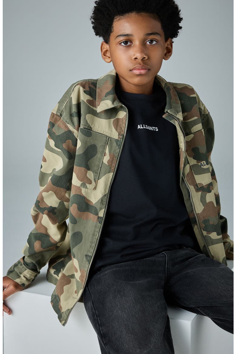 Kids' Camo Shacket & Graphic T-Shirt Set, Alternate, color, GREEN