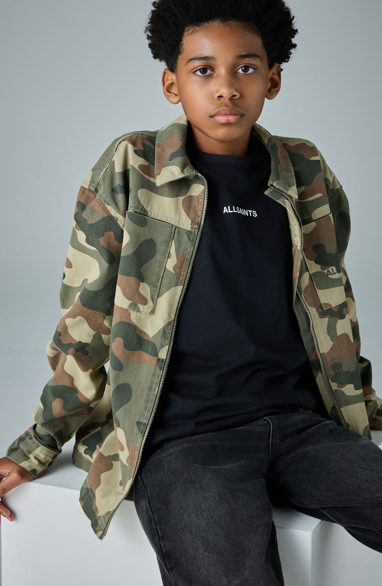 smALLSAINTS by ALLSAINTS Kids
 Camo Shacket 
Graphic T-Shirt Set, Alternate, color, Green