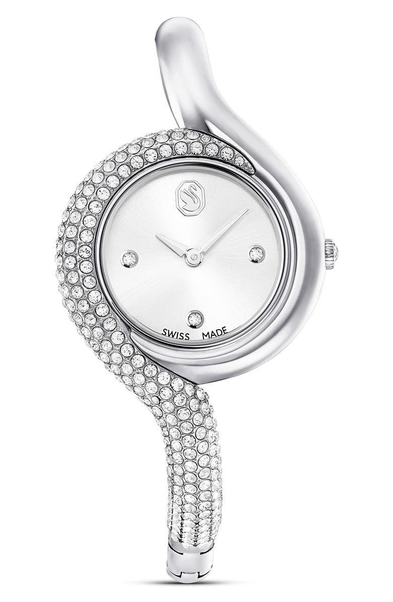 Swarovski Dextera Asymmetric Bracelet Watch, 29mm, Main, color, Silver