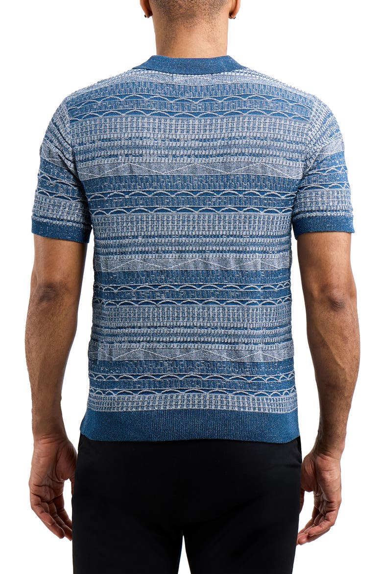 Jacquard Polo Sweater, Alternate, color, INDIGO