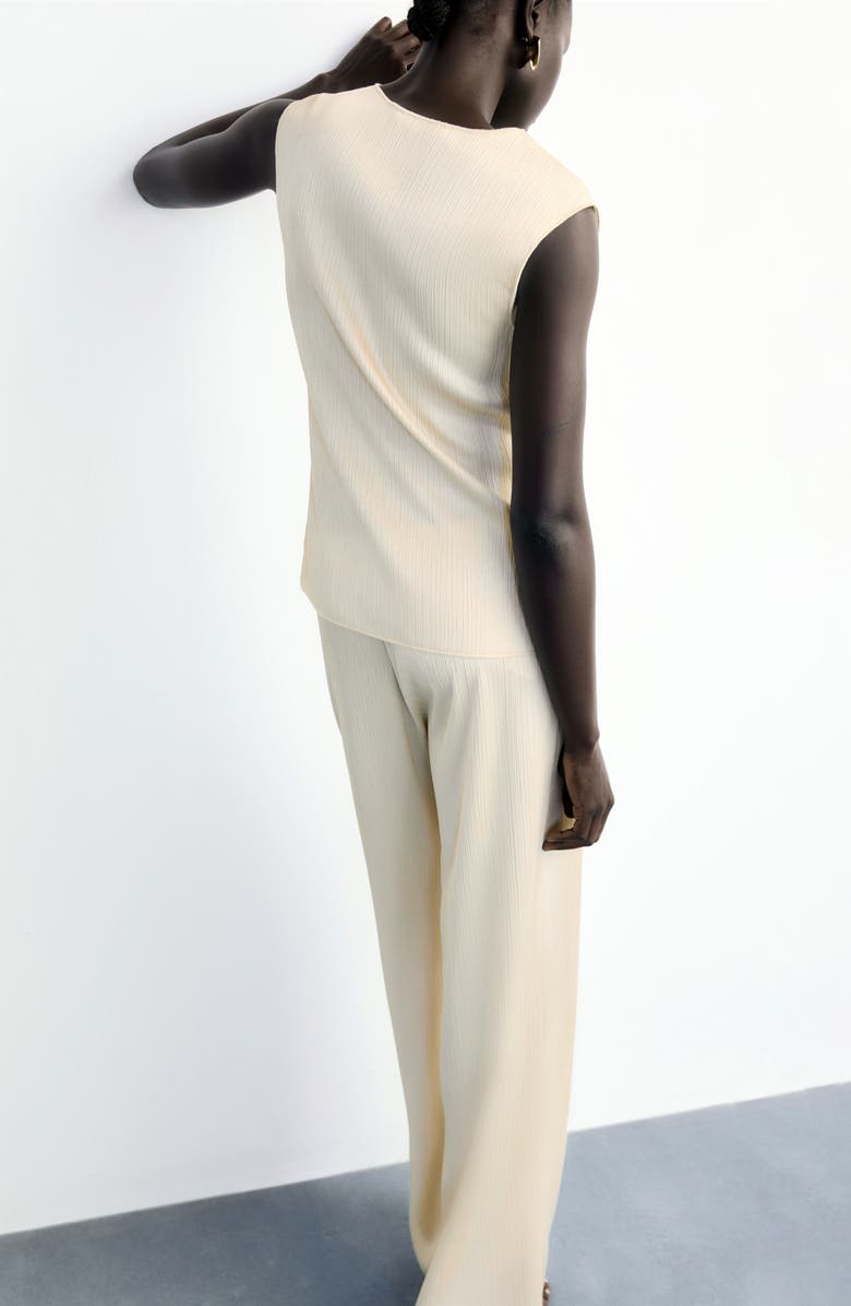 MANGO Pleated Pull-On Pants, Alternate, color, Ecru
