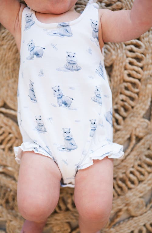 L'ovedbaby Hippo Print Organic Cotton Bodysuit In Baby Hippo