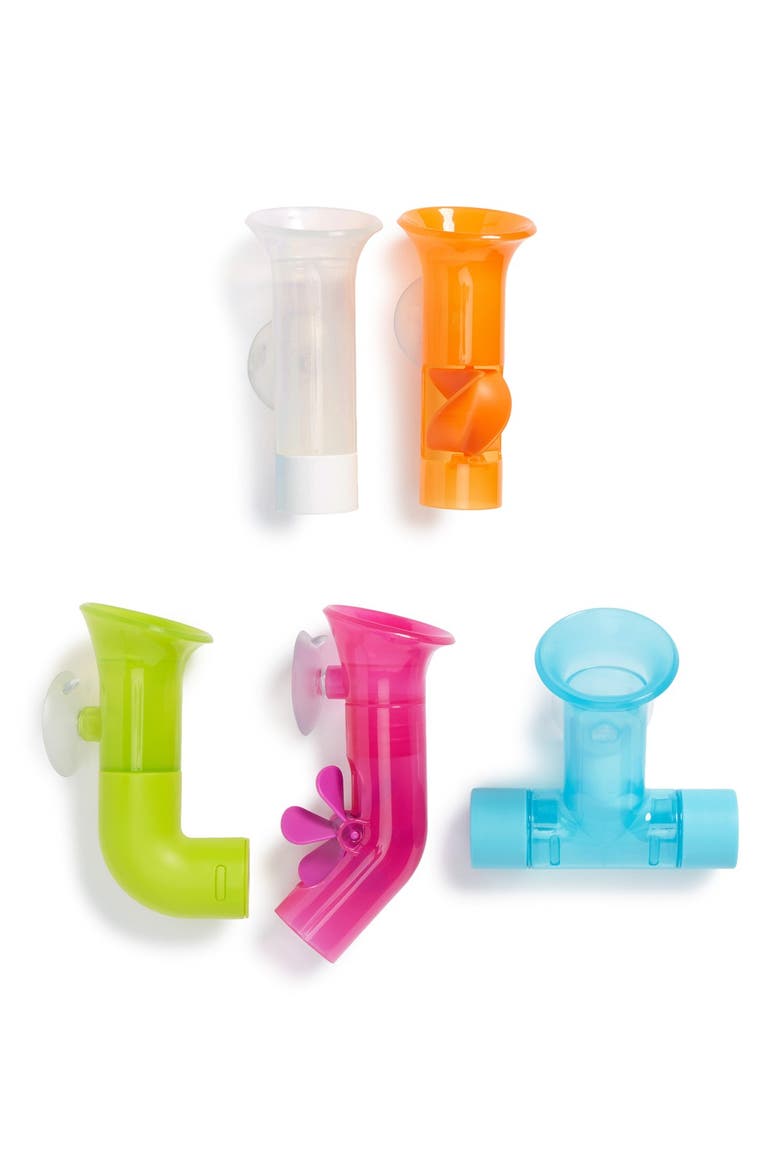'Pipes' Bath Toy Set, Main, color, WHITE