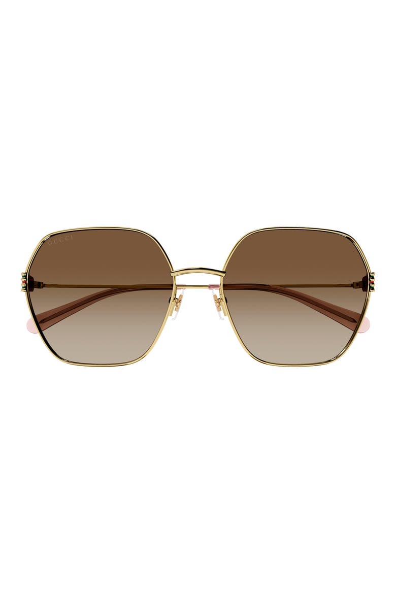 60mm Gradient Square Sunglasses, Main, color, GOLD