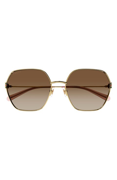 60mm Gradient Polarized Square Sunglasses