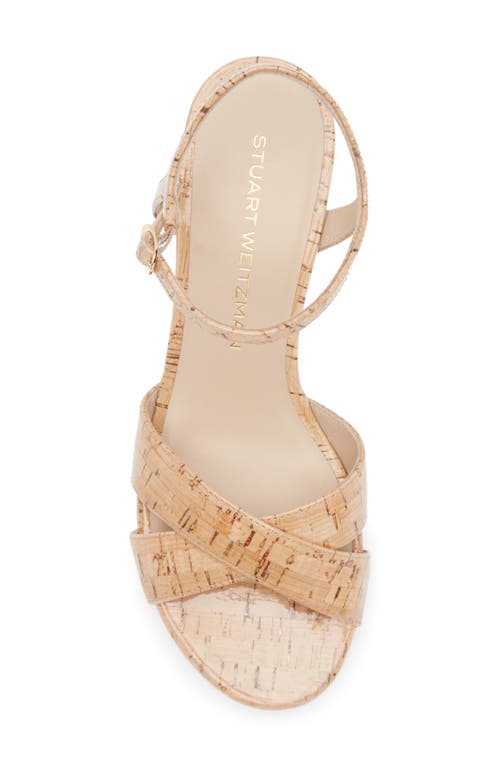 Stuart Weitzman Dayna Cork Crisscross Wedge Sandals In Natural.