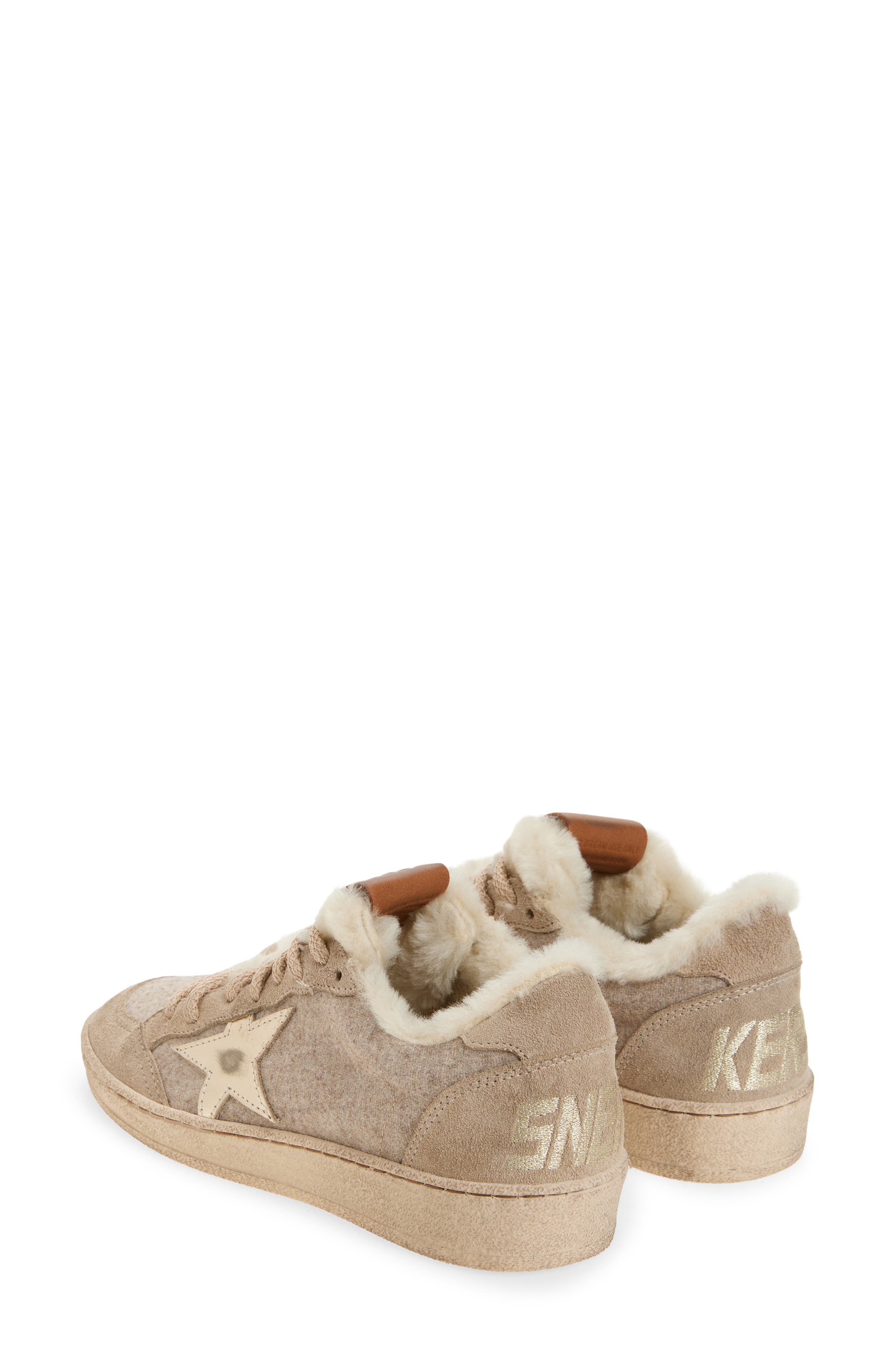 Golden Goose Ball Star Wool Wool & Faux Shearling Sneaker, Alternate, color, Beige