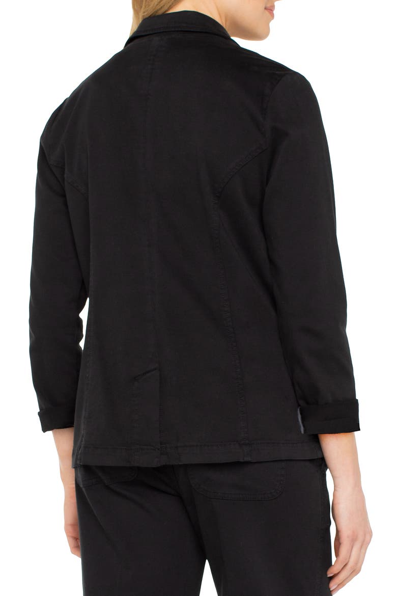Fitted Open Front Twill Blazer, Alternate, color, ONYX