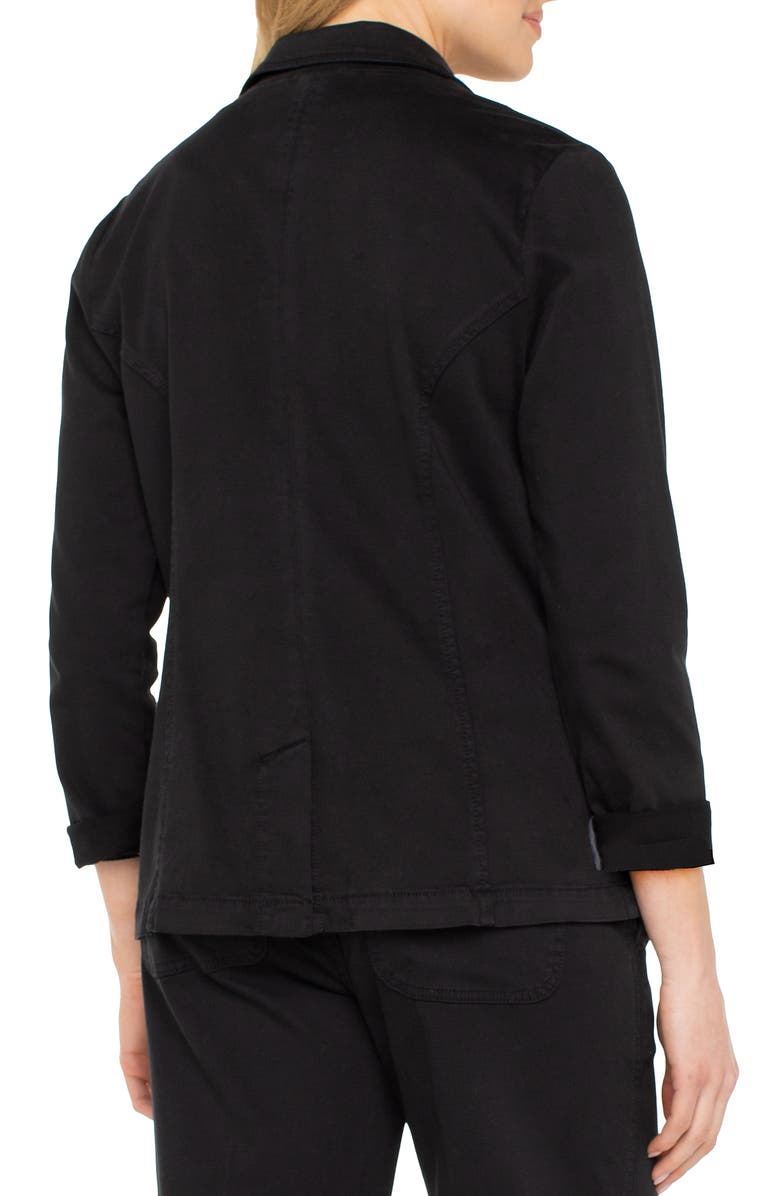 Liverpool Los Angeles Fitted Open Front Twill Blazer, Alternate, color, Onyx