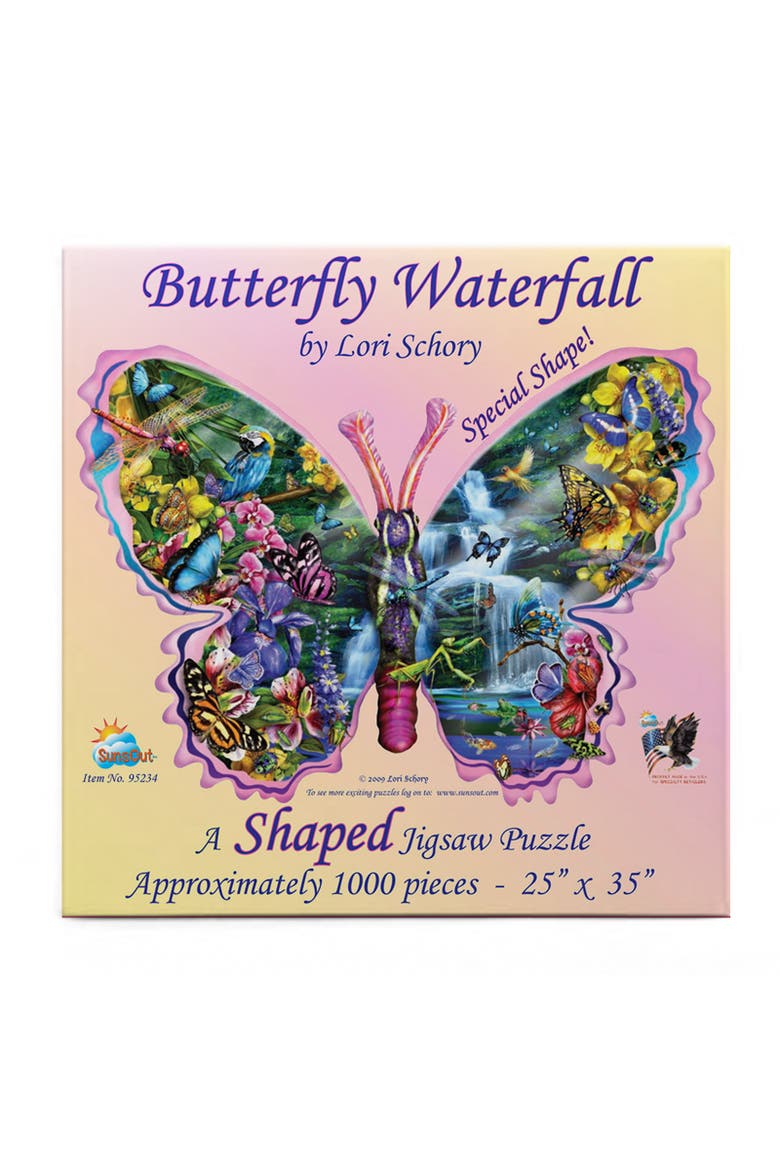 Butterfly Waterfall 1000 piece Jigsaw Puzzle for Adults Special Shape, Alternate, color, Multicolor