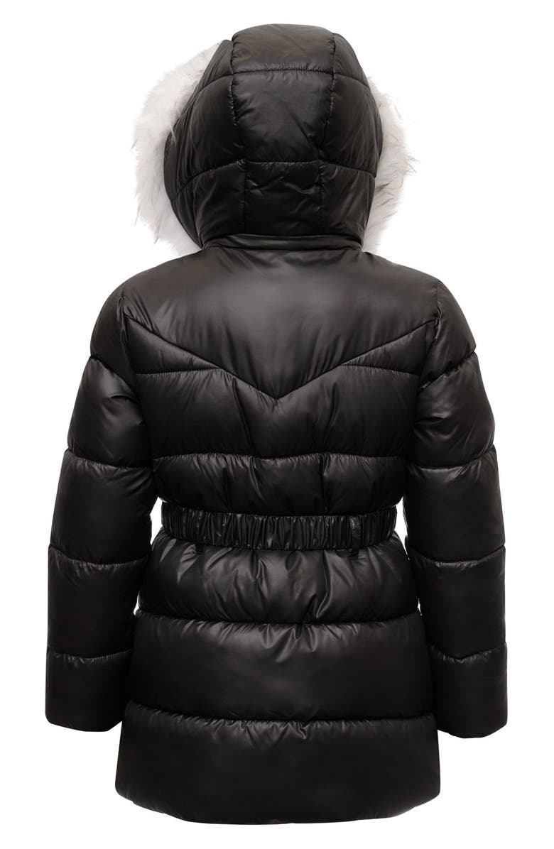 Michael Kors Kids' Belted Stadium Jacket with Faux Fur Trim, Alternate, color,