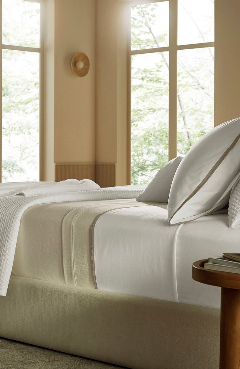 Boll & Branch Framed Percale Pillowcases, Alternate, color, White/ Oak
