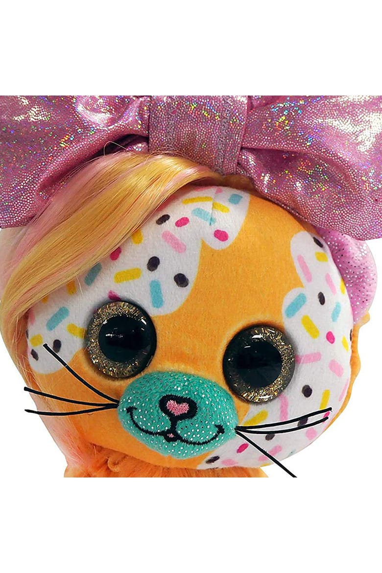 6 Inch Plush Butterscotch Bow Pet Cat, Alternate, color, Multicolored