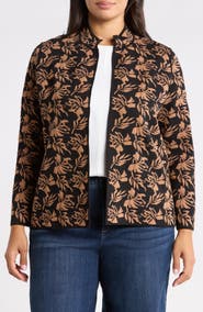 KASPER Jacquard Stand Collar Cardigan