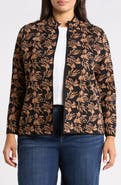 KASPER Jacquard Stand Collar Cardigan