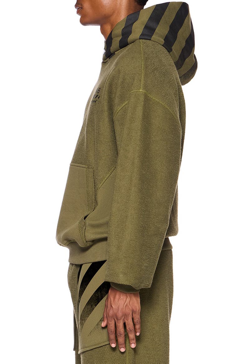 Diagonal Stripe Hoodie, Alternate, color, WINTER MOSS
