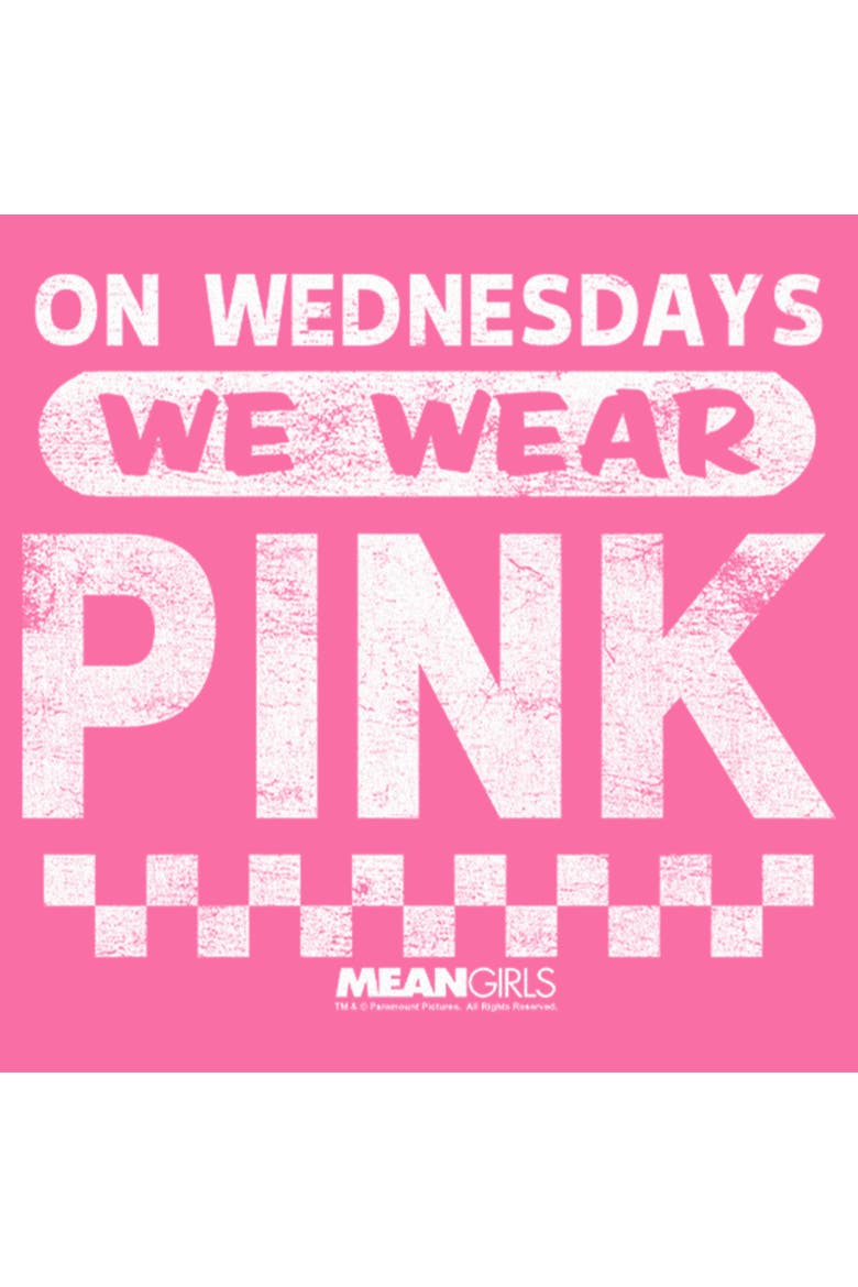 Girl's Mean Girls On Wednesdays We Wear Pink Checkered  Graphic T-Shirt, Alternate, color, Light Pink