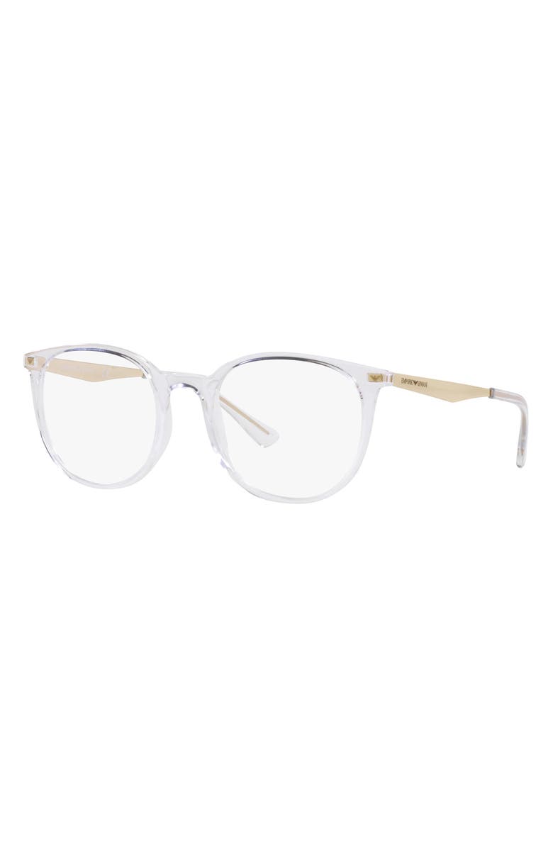 Emporio Armani 52mm Phantos Optical Glasses, Alternate, color, Shiny Crystal / Demo Lens