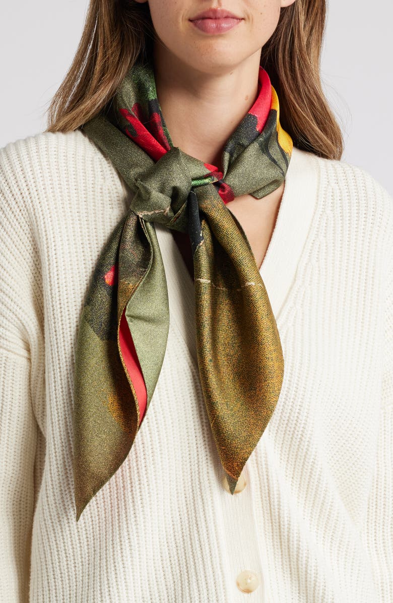 Tory Burch Photo Flowers Silk Scarf, Alternate, color,