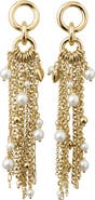 Kate Spade New York chain reaction faux pearl tassel drop earrings