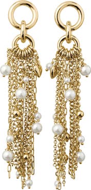Kate Spade New York chain reaction faux pearl tassel drop earrings
