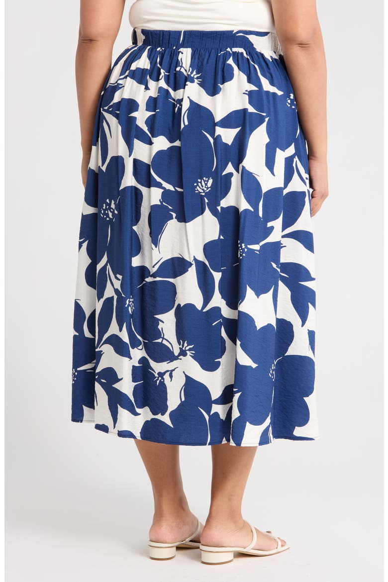 Floral Midi Skirt, Alternate, color, NAVY