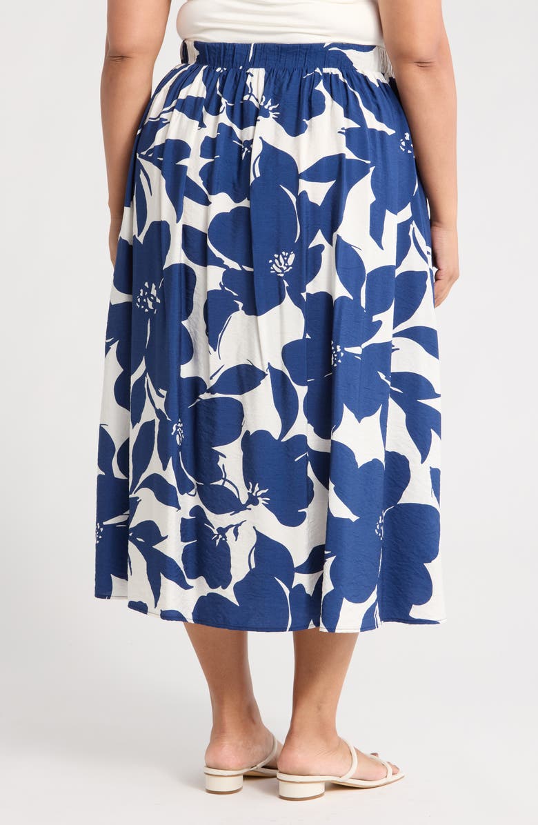 Renee C Floral Midi Skirt, Alternate, color, Navy
