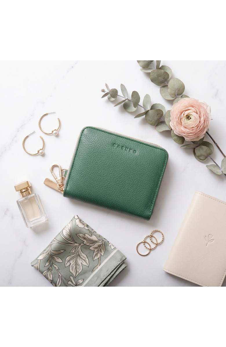 Casupo Small Zipper Wallet with Detachable Key Ring, Alternate, color, Green