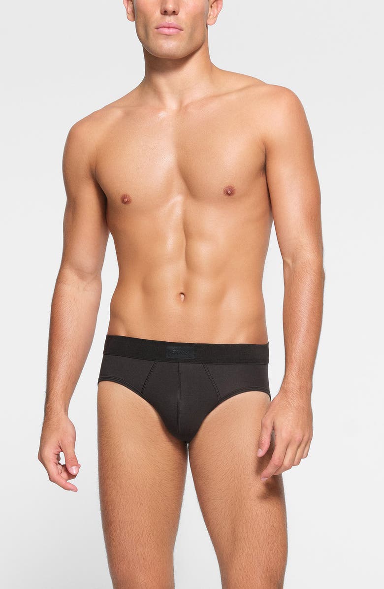 SKIMS 3-Pack Cotton & Modal Blend Briefs, Alternate, color, Onyx