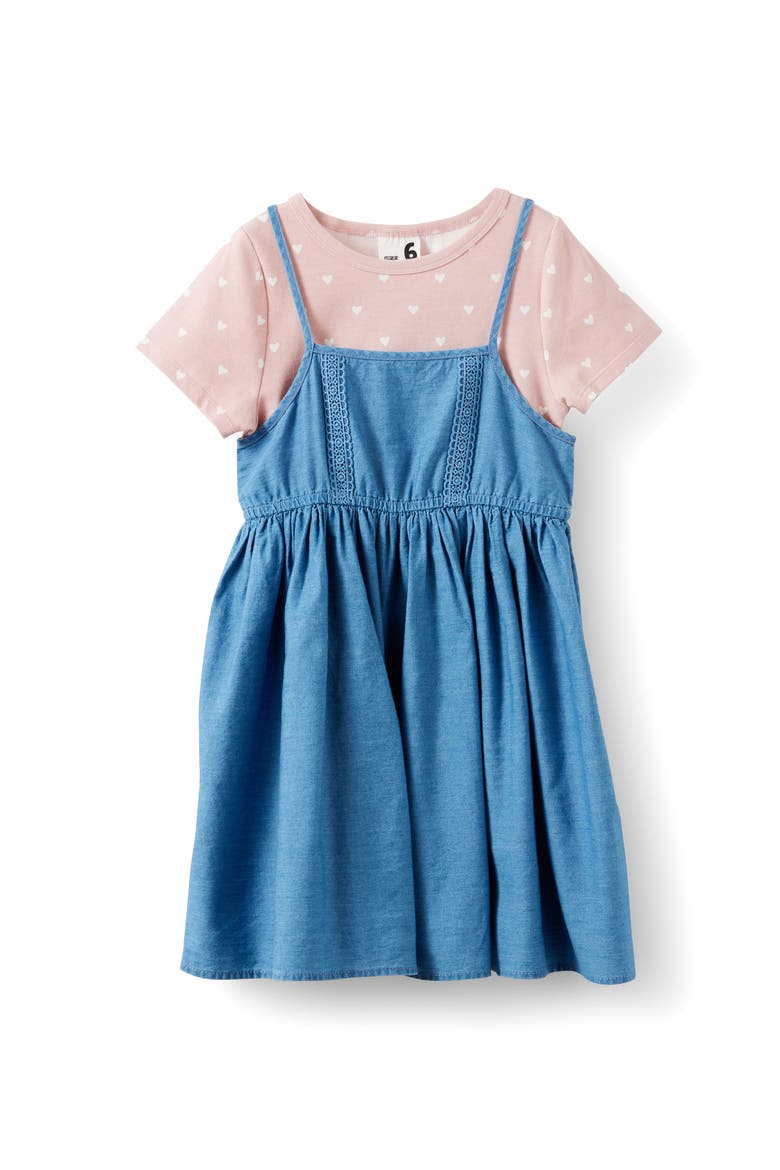 Kid's Tessa Two Piece Dress, Main, color, Zephyr Hearts Light Wash