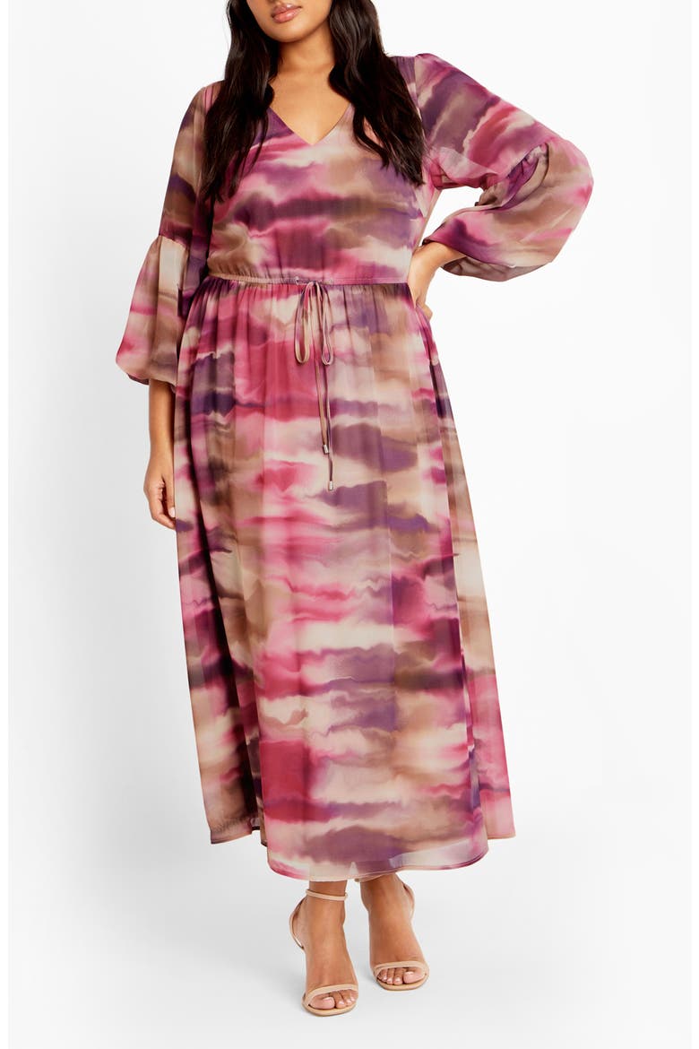 Romance Printed Long Sleeve Maxi Dress, Main, color, PINK PRINT
