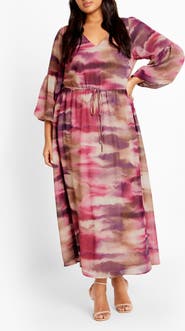 City Chic Romance Printed Long Sleeve Maxi Dress